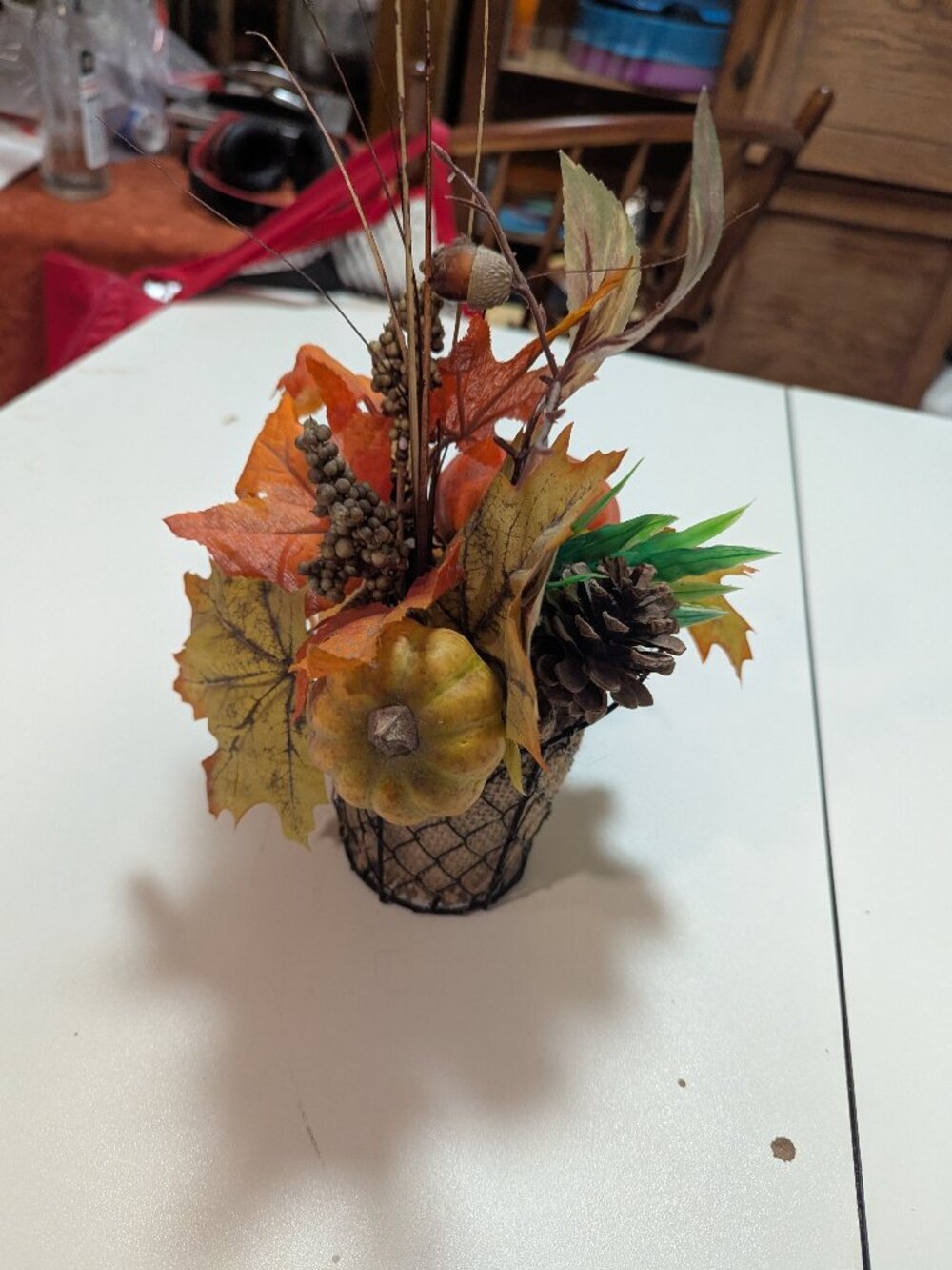 Faux Flower and Pumpkin Bouquet Decor for Autumn Fall Halloween